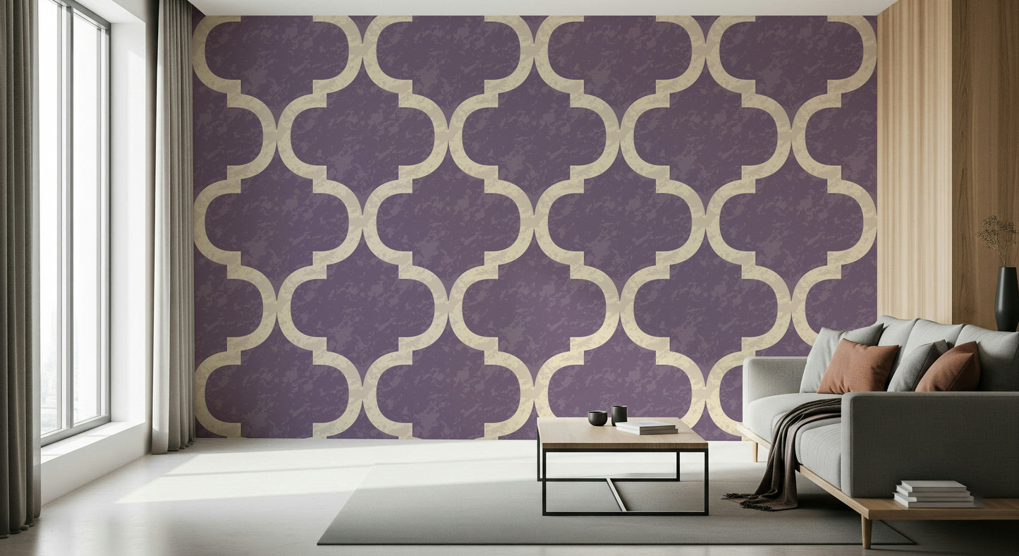 Moroccan Ogee - Grey Purple Wallpaper⁠