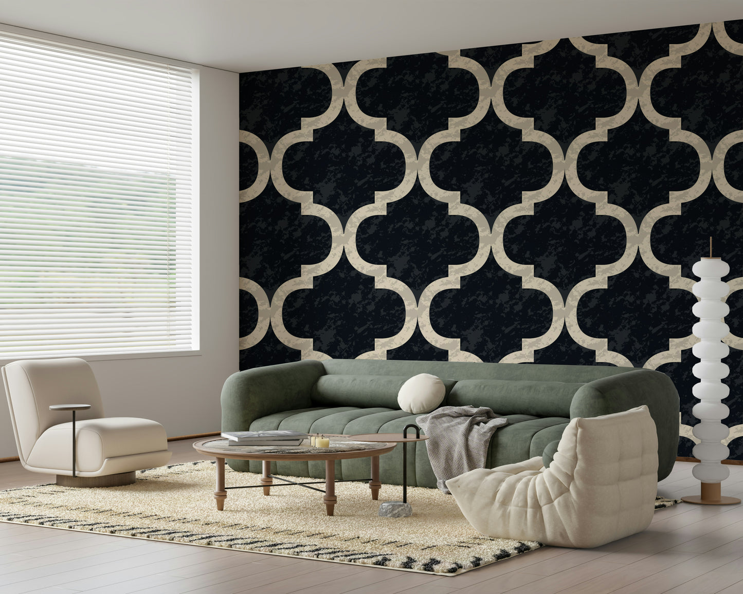 Moroccan Ogee - Ink Black Wallpaper⁠