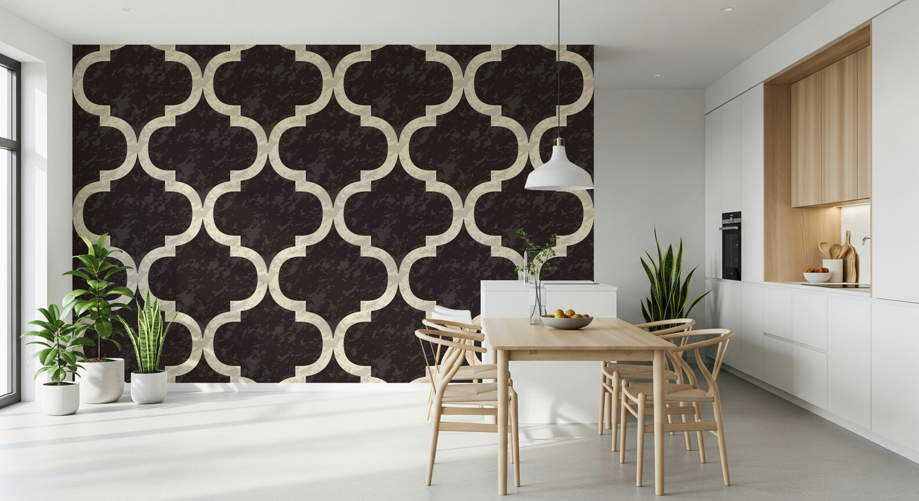 Moroccan Ogee - Black Cocoa Wallpaper⁠