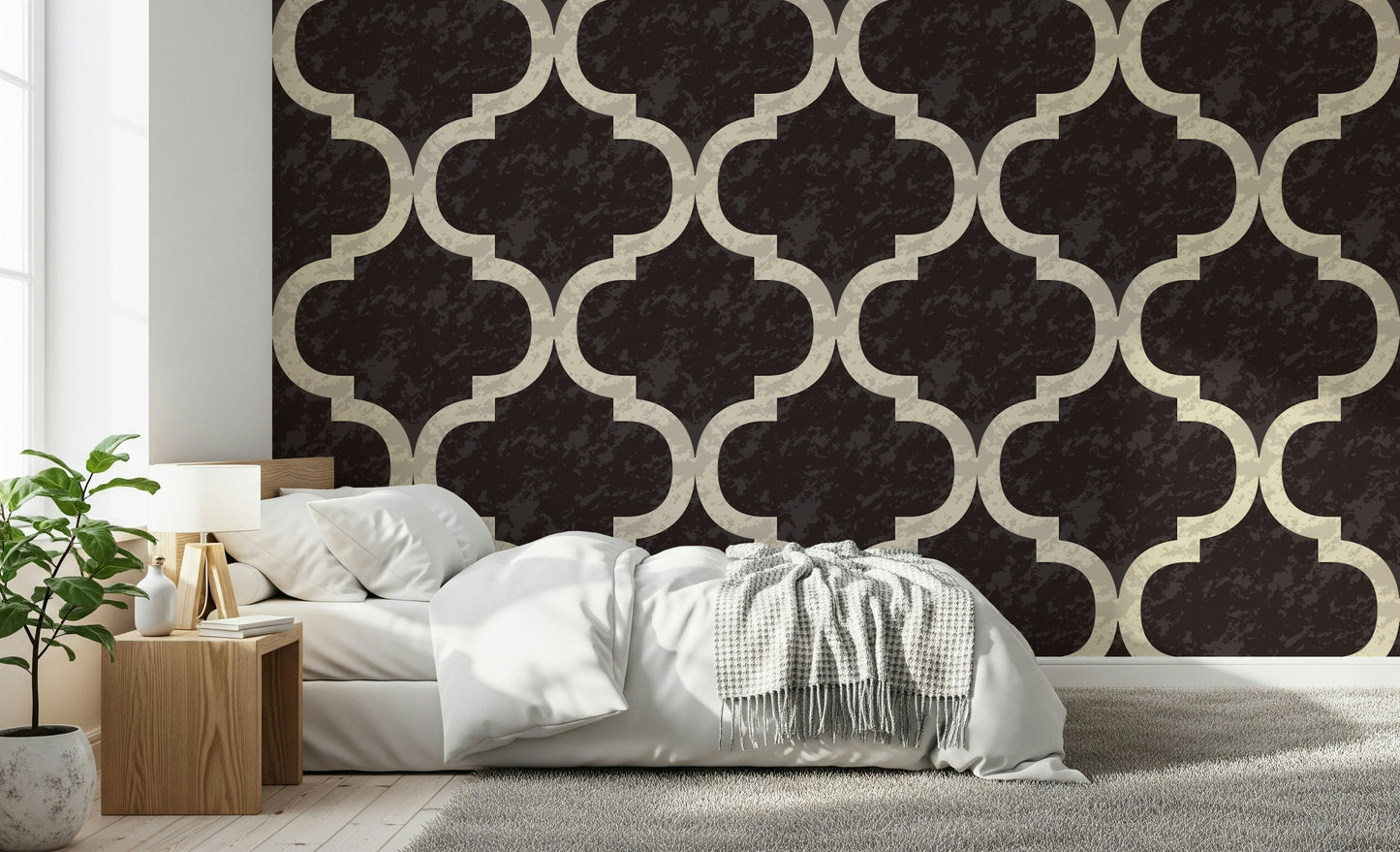 Moroccan Ogee - Black Cocoa Wallpaper⁠