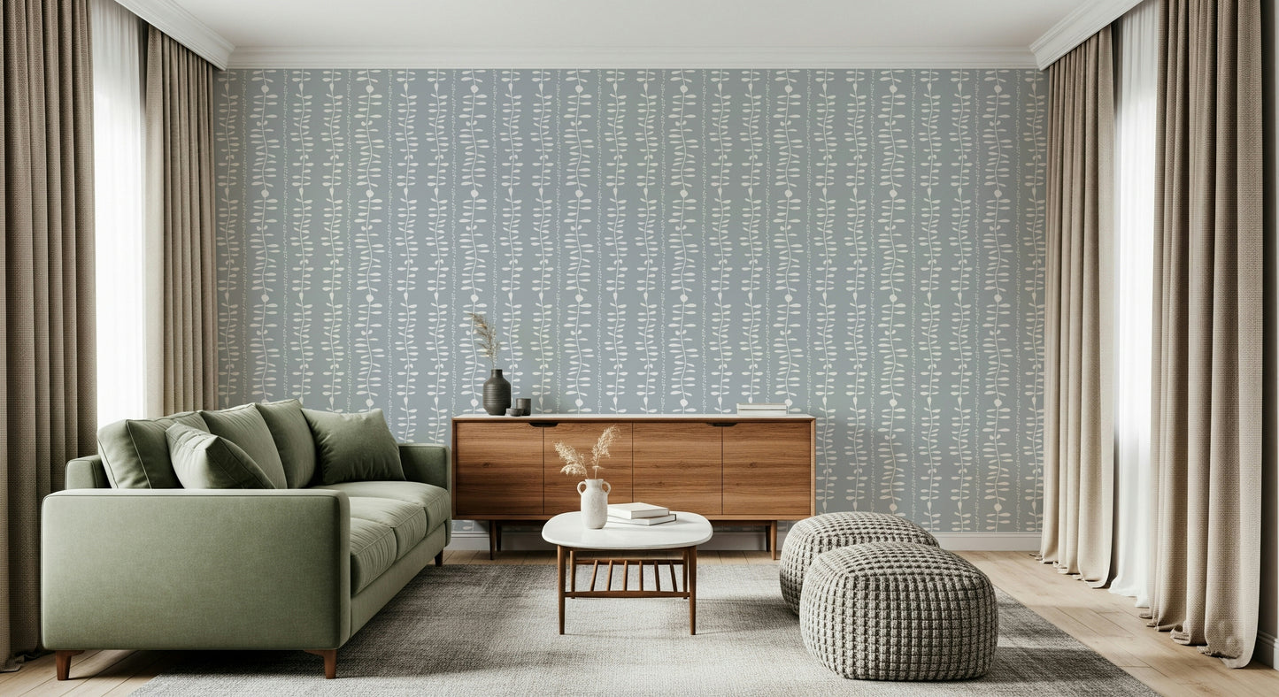 Leaves Cascade Gray Wallpaper⁠