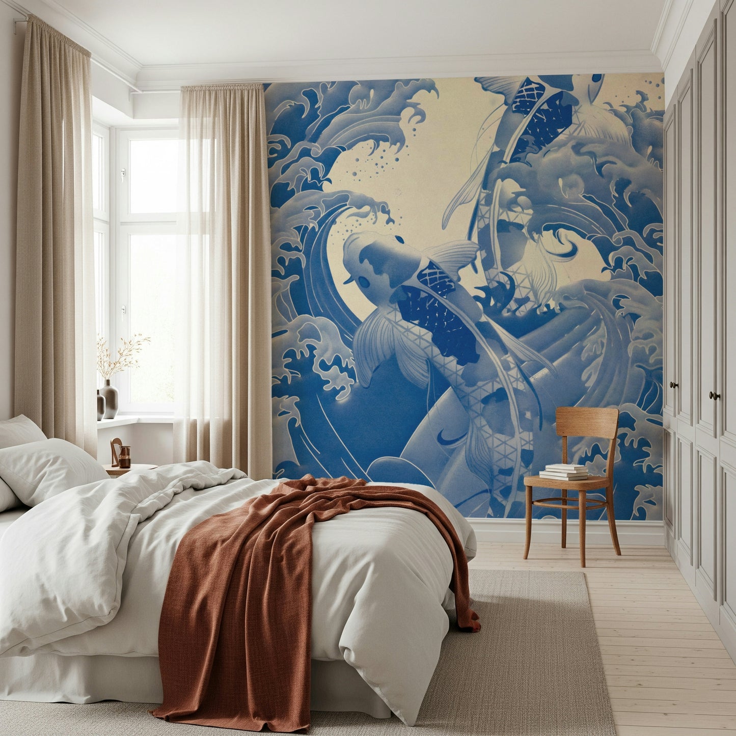 Deep Blue Koi Wall Mural