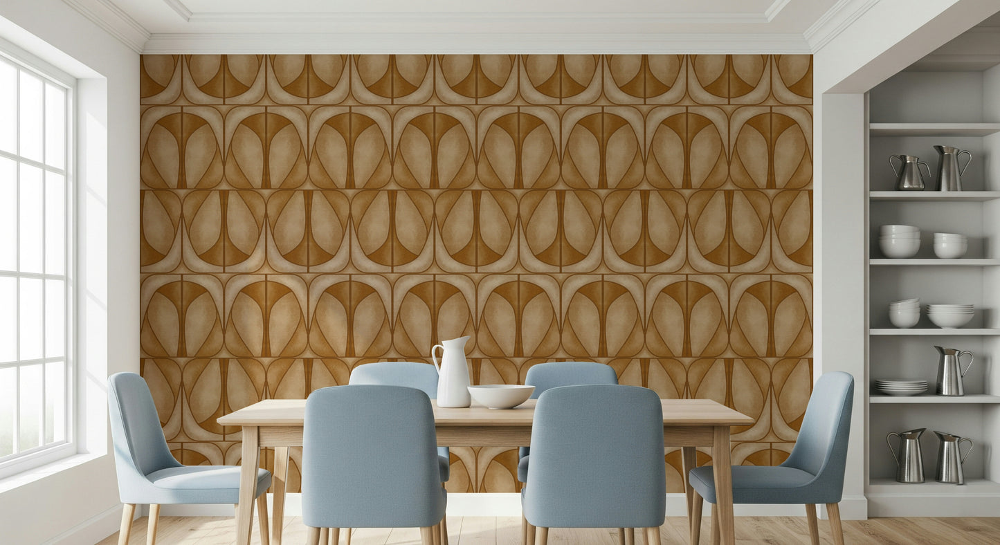 Softy Dèco Geometries - Warm Caramel Wallpaper⁠