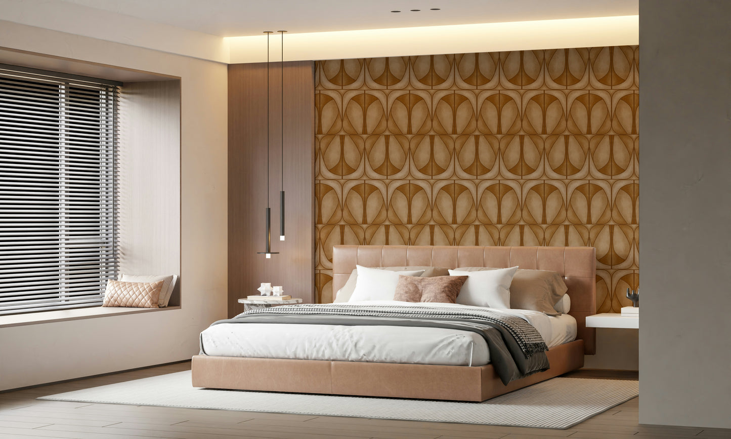 Softy Dèco Geometries - Warm Caramel Wallpaper⁠