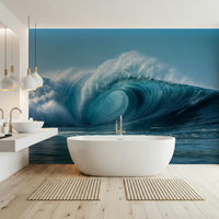 Breezy Crashing Tide wallpaper brings outdoors inside seamlessly.
