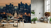 Golden hour City of Lights wallpaper for walls design.