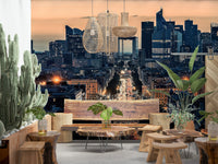 Modern City of Lights wallpaper for walls showcasing skyscrapers.