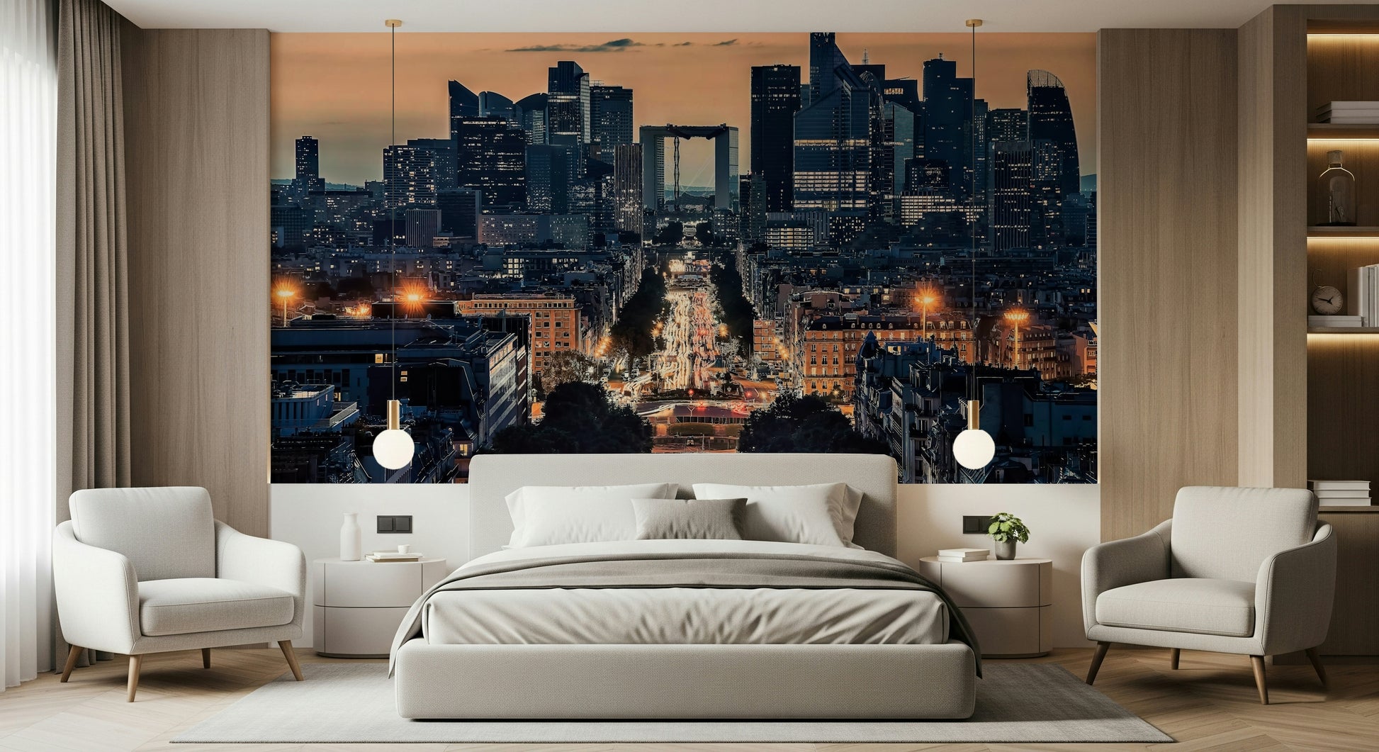 Stylish at Dusk wallpaper mural highlighting metropolitan lights.