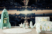 Infinite skyline perspective Parallel Universe wall mural.
