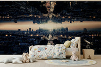 Midnight urban reflection Parallel Universe wallpaper mural.