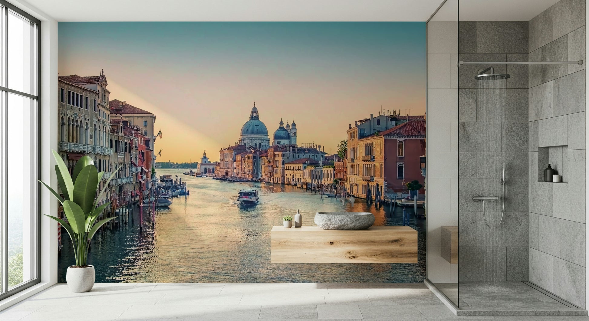 Venice Serenade wall mural captures classic Venetian gondolas.
