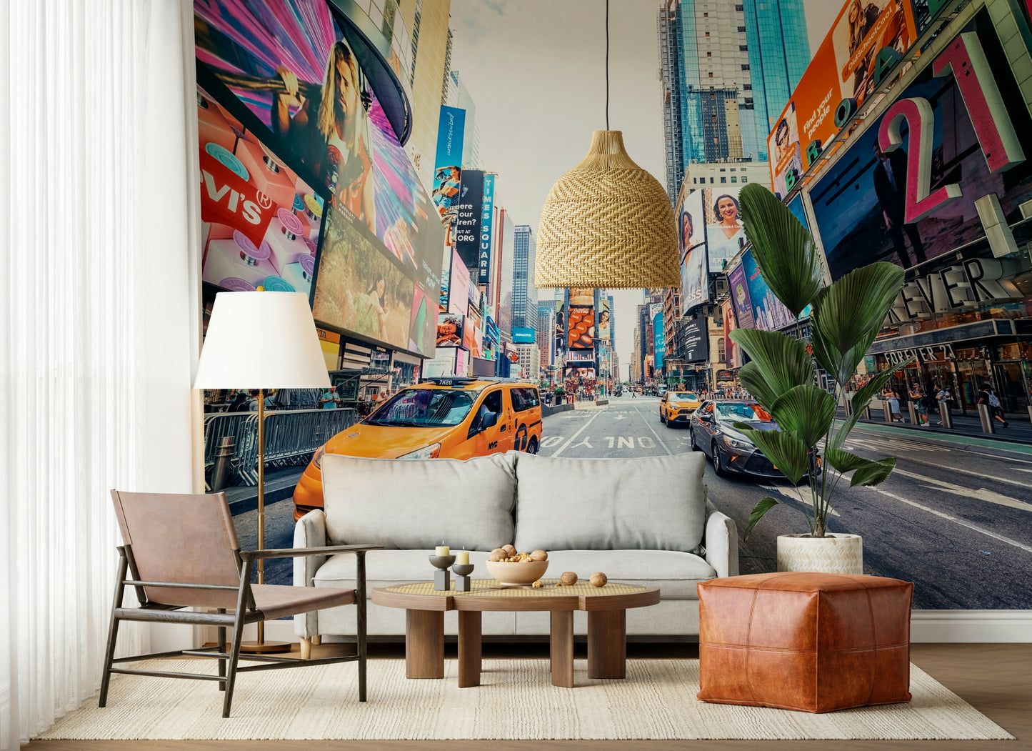 Busy New York intersection Times Square Hustle wallpaper mural.