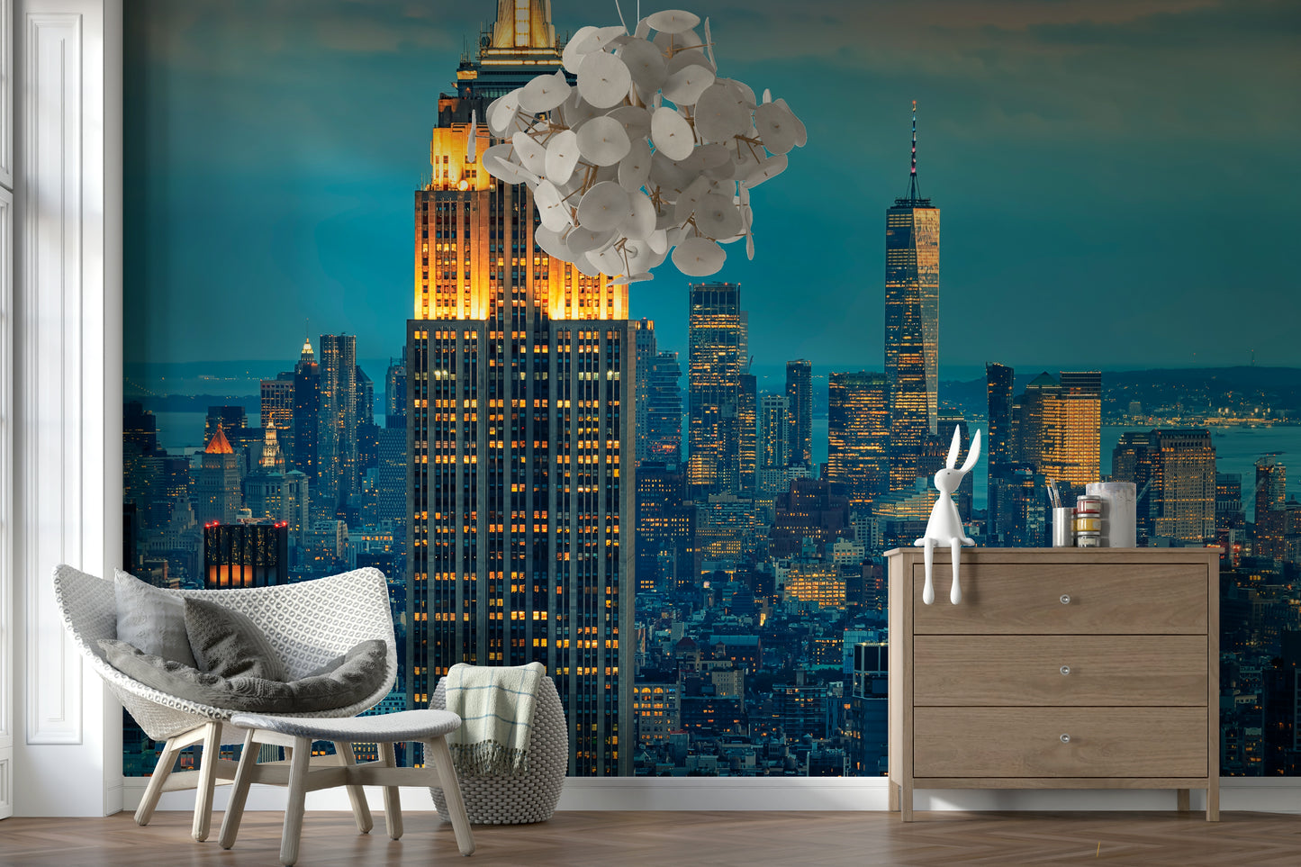 City Lights at Dusk Wall Mural
