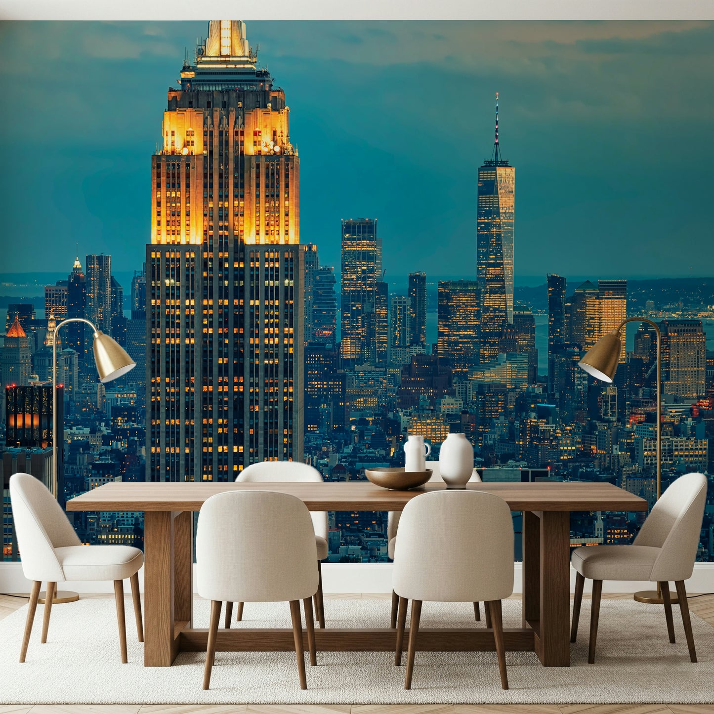 City Lights at Dusk Wall Mural