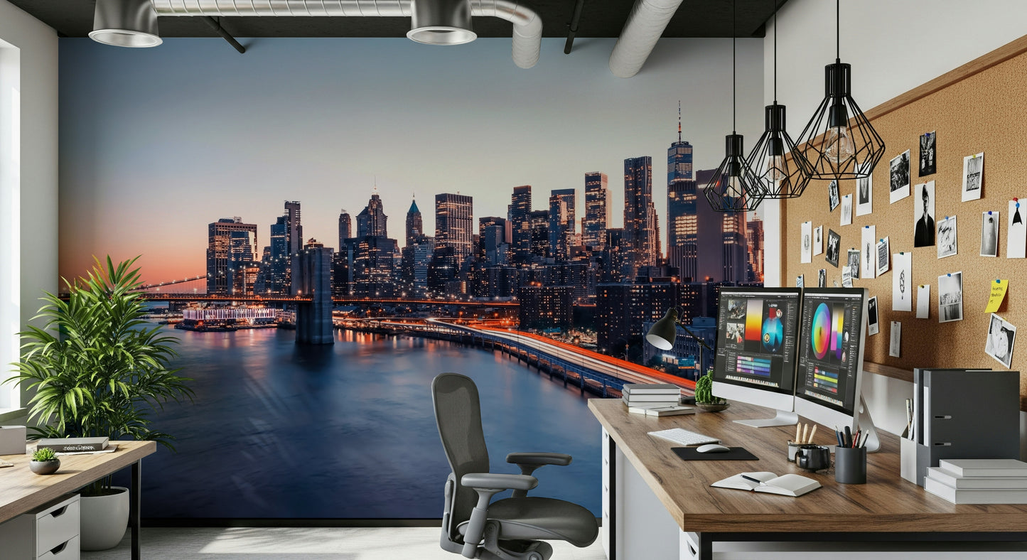 City Lights Dusk Wall Mural