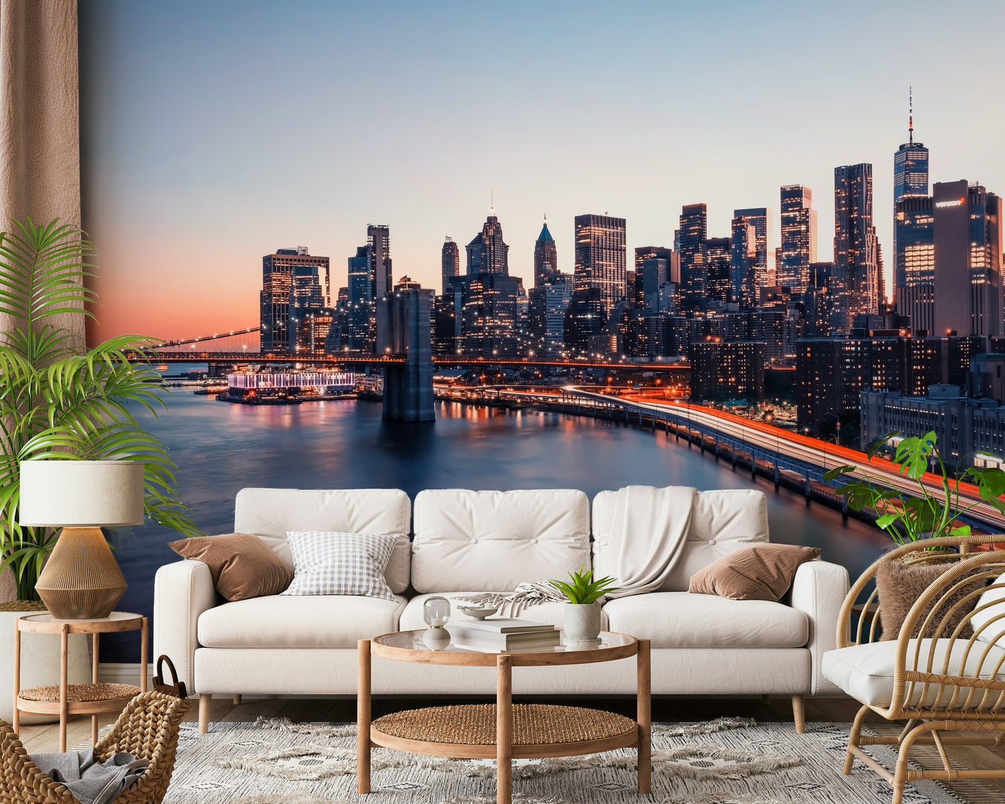 City Lights Dusk Wall Mural