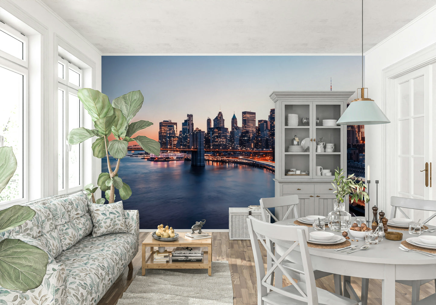 City Lights Dusk Wall Mural