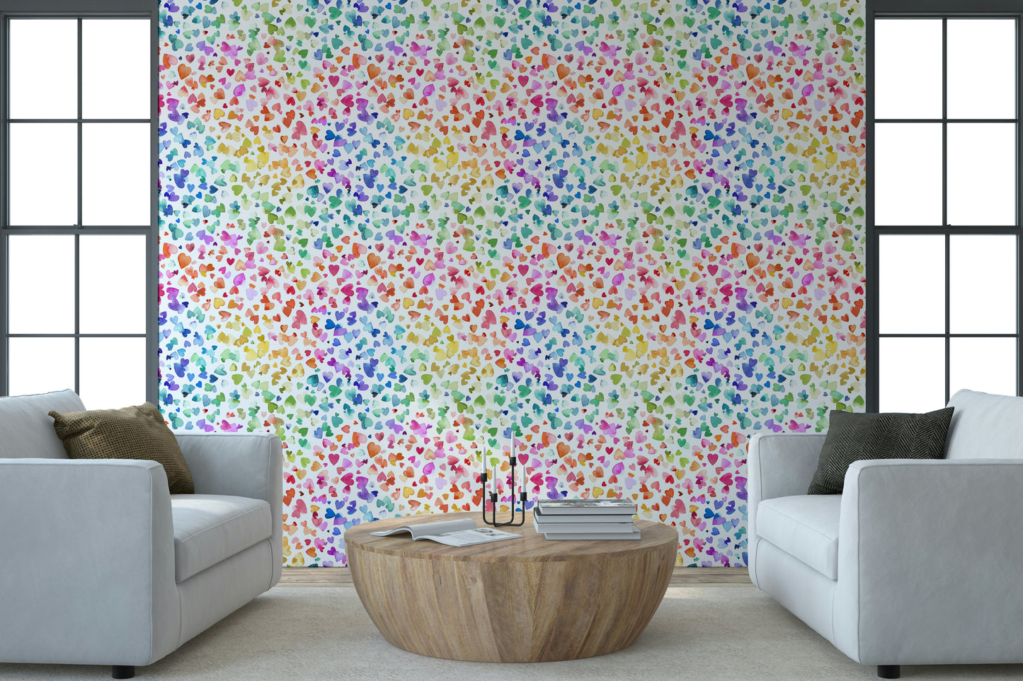 Watercolor Hearts Wallpaper⁠