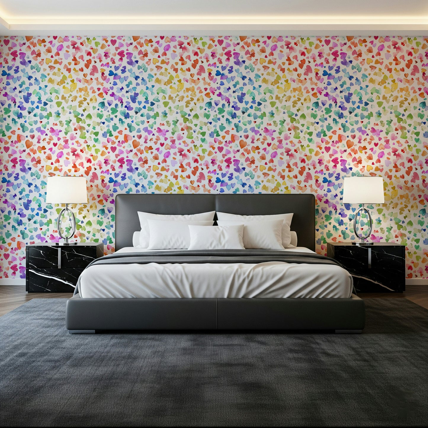 Watercolor Hearts Wallpaper⁠