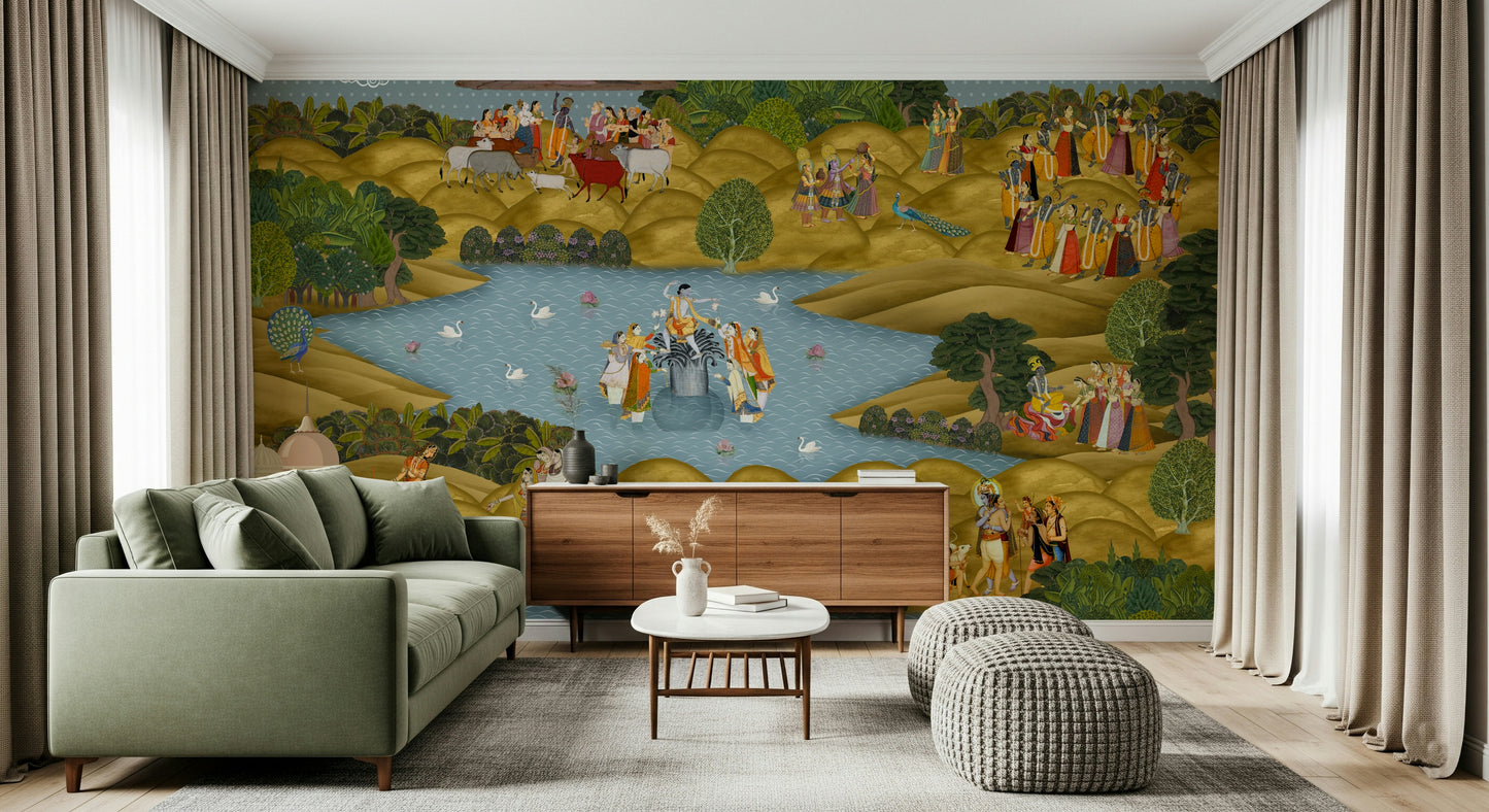 Teal Tapovan Wall Mural