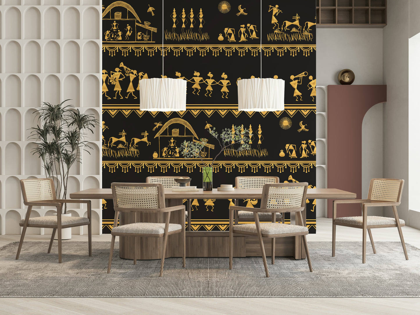 Warli Wisdom Wall Mural