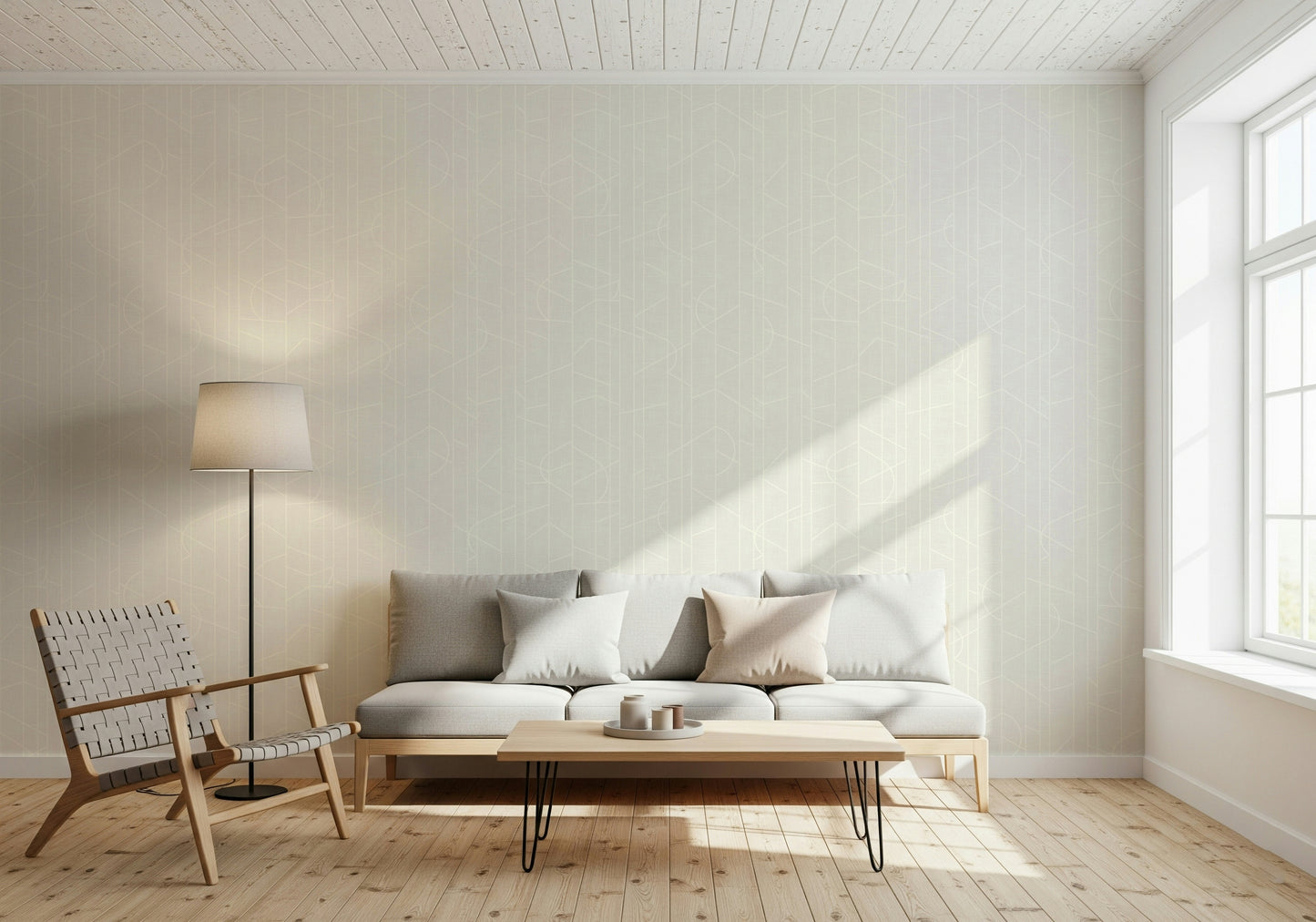 Elegant Lines Decor -  Cloud Dancer Canvas Wallpaper⁠