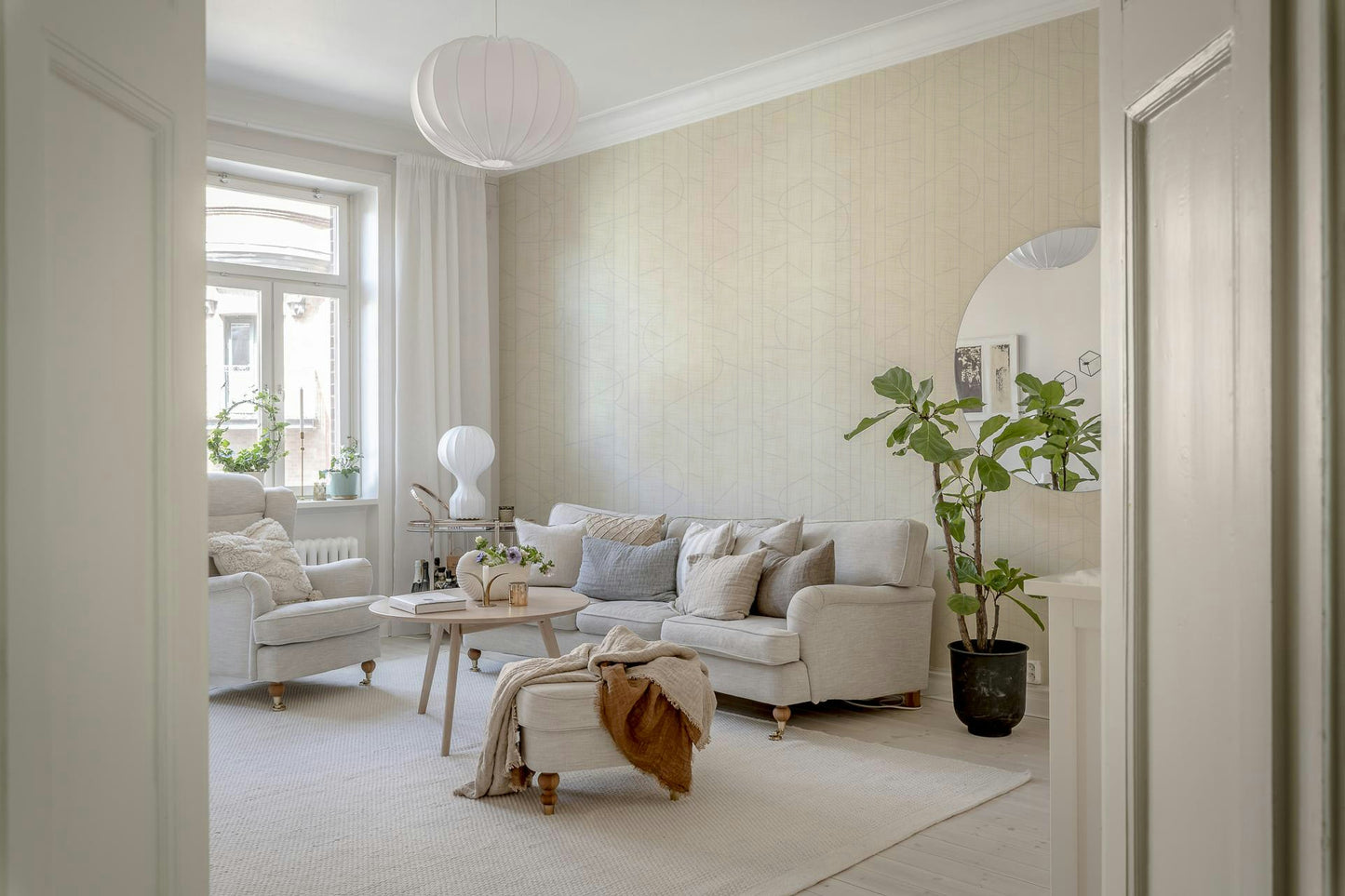 Elegant Lines Decor -  Bright Cloud Dancer Wallpaper⁠