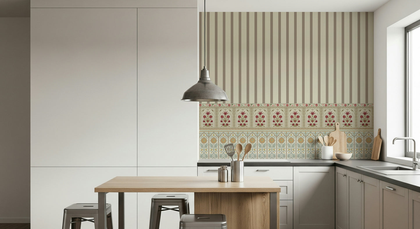 Regal Stripe & Bloom Wall Mural