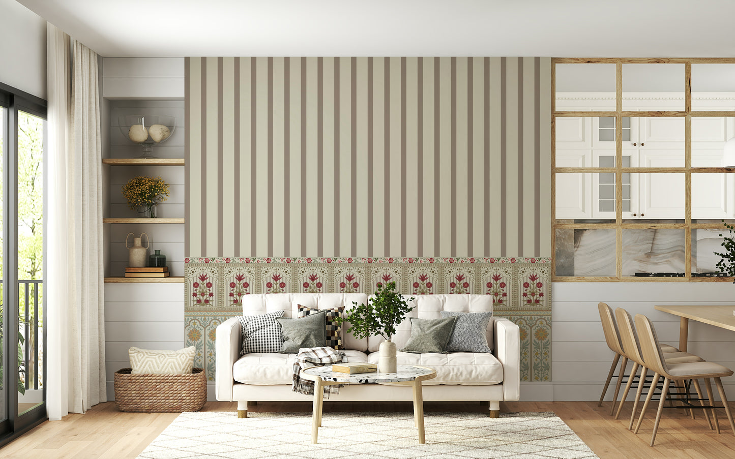 Regal Stripe & Bloom Wall Mural