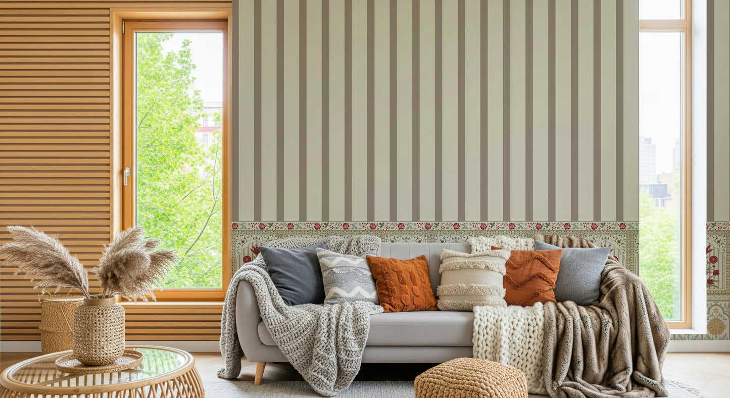 Regal Stripe & Bloom Wall Mural