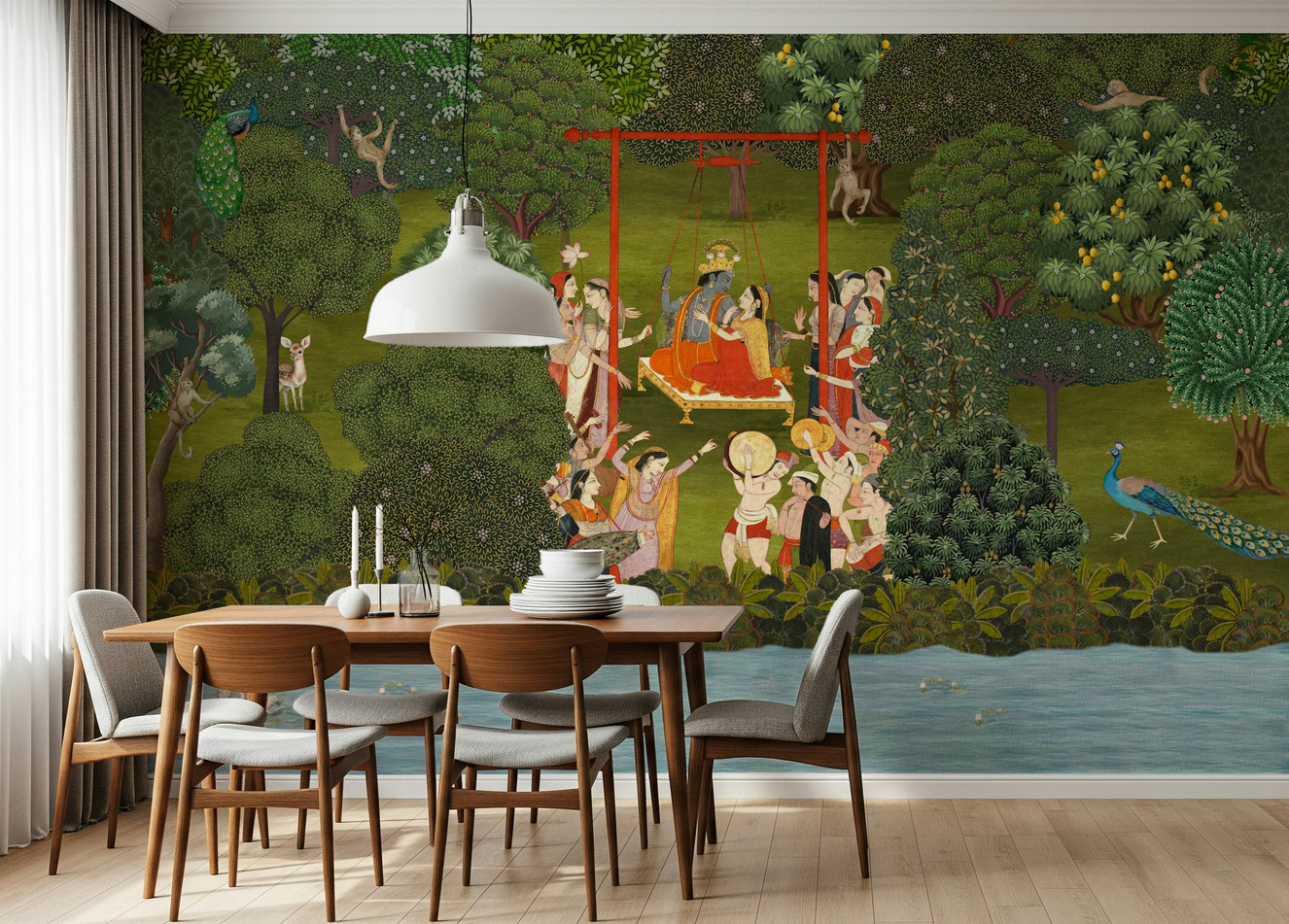 Krishna's Garden Swing Wall Mural