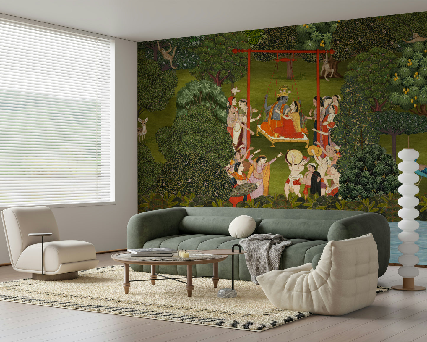 Krishna's Garden Swing Wall Mural