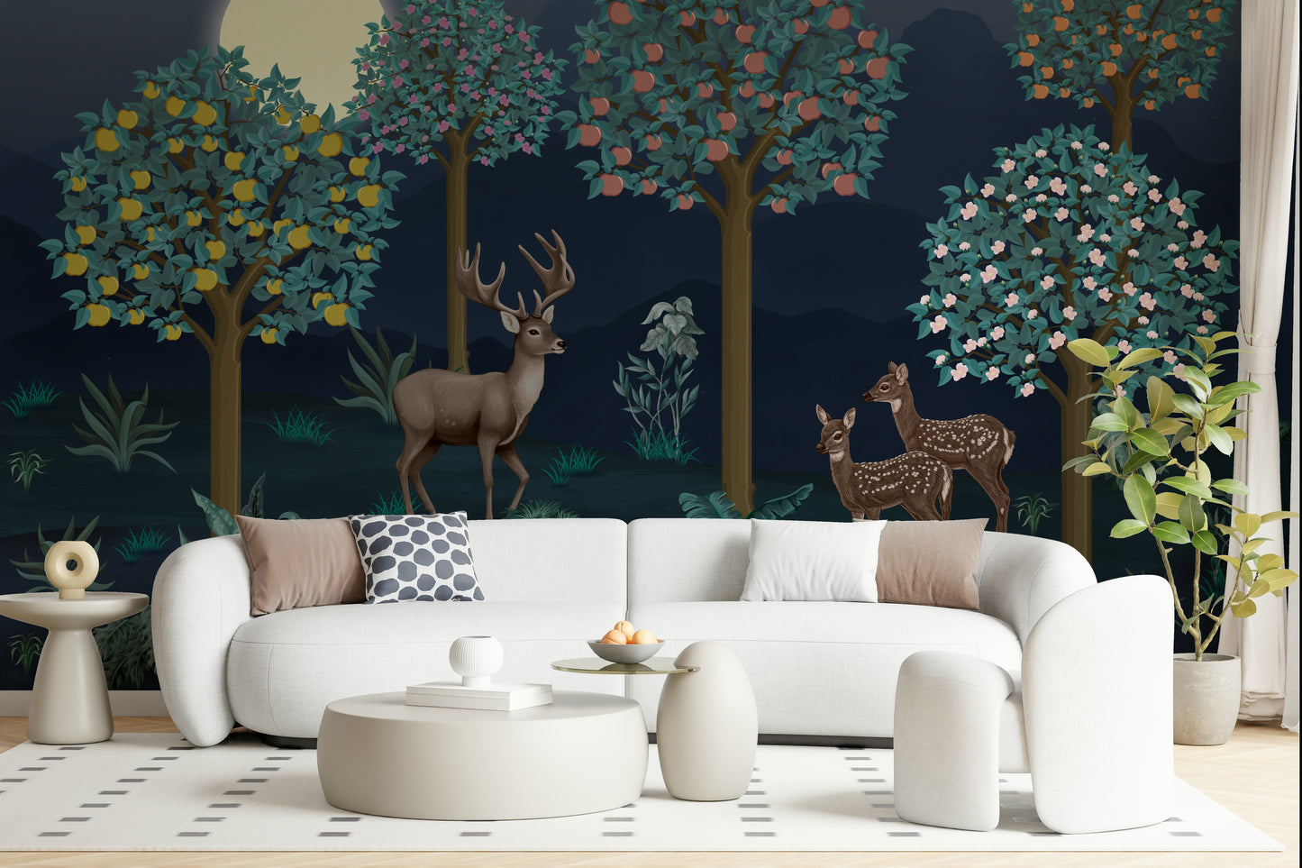 Deer in Bloom Wall Mural