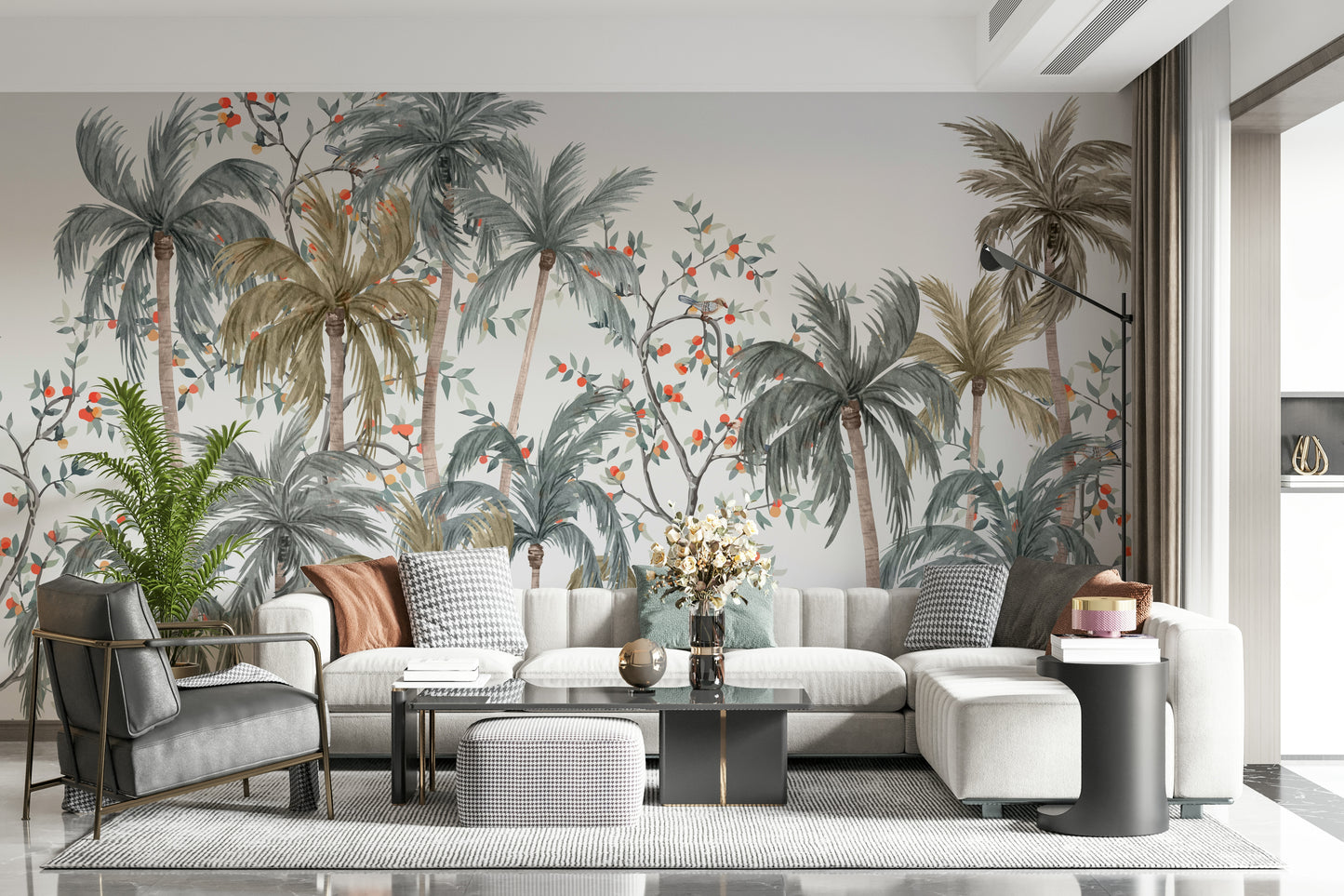 Watercolor Palms Wall Mural
