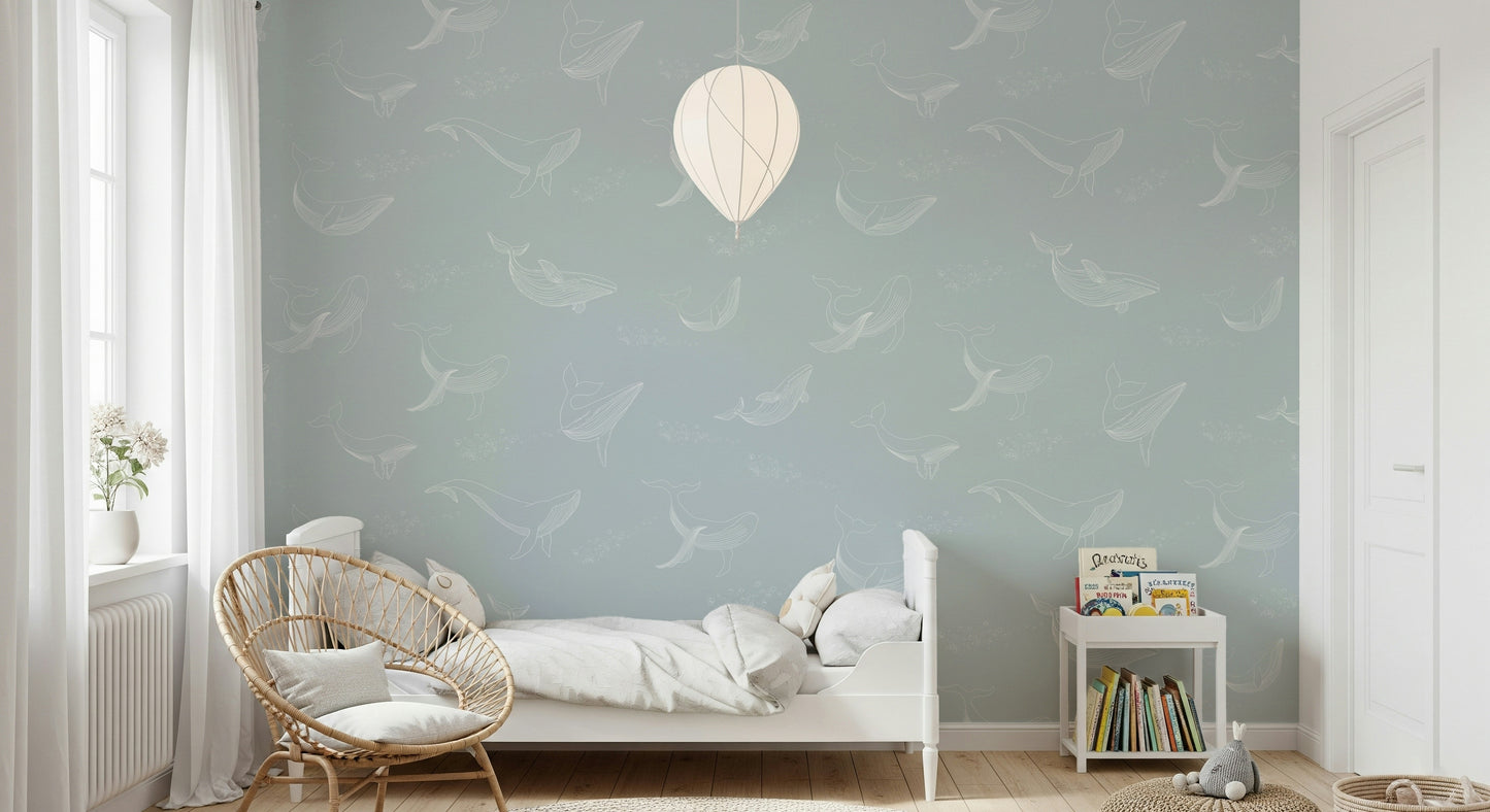 Aqua Whale Dreams Wall Mural