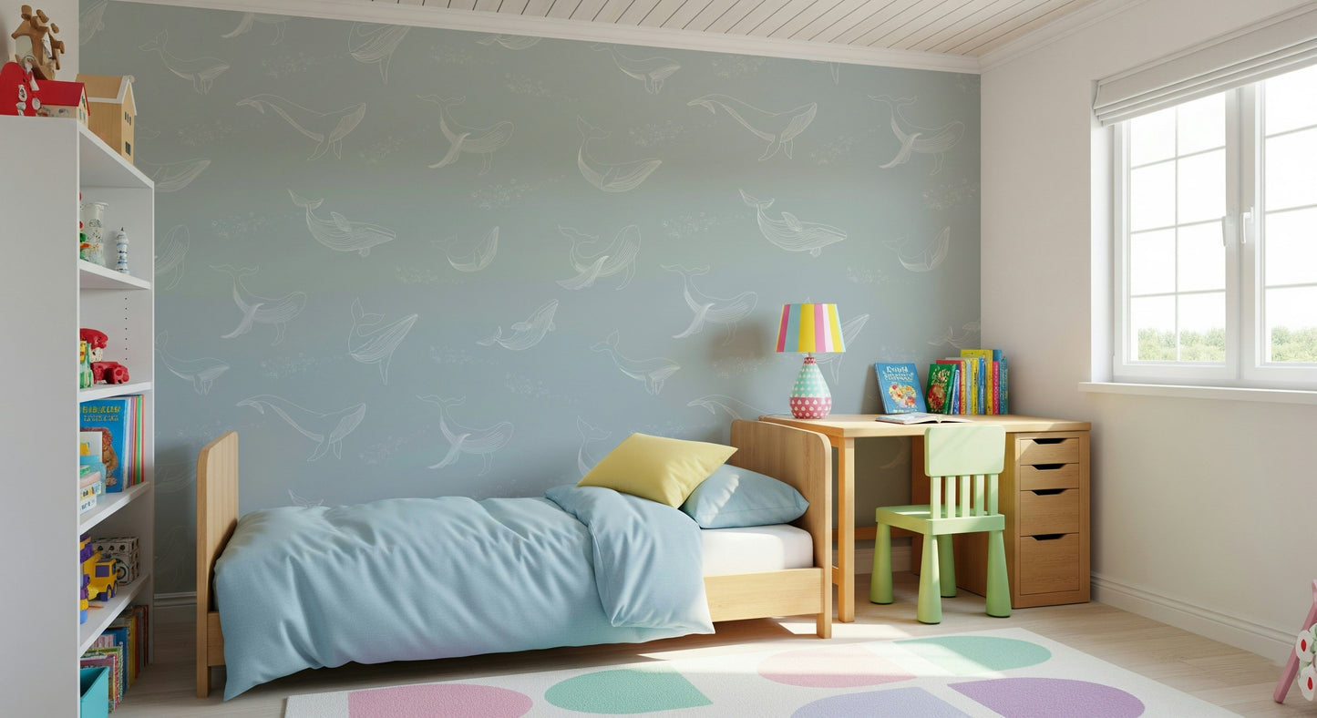 Aqua Whale Dreams Wall Mural