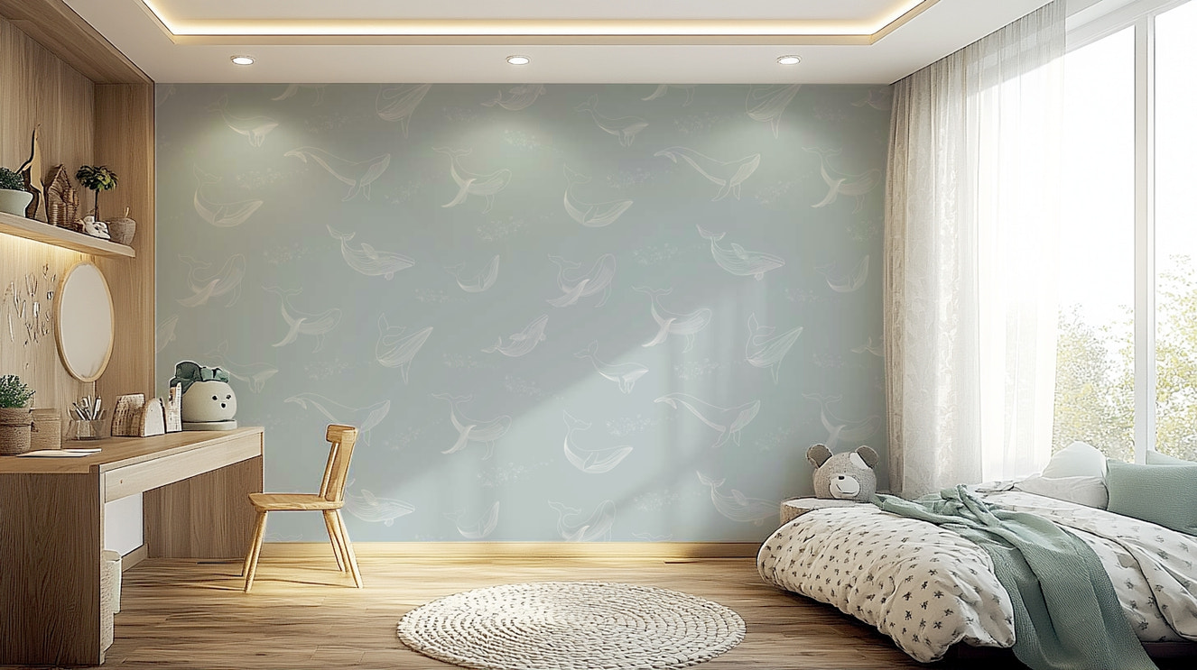 Aqua Whale Dreams Wall Mural