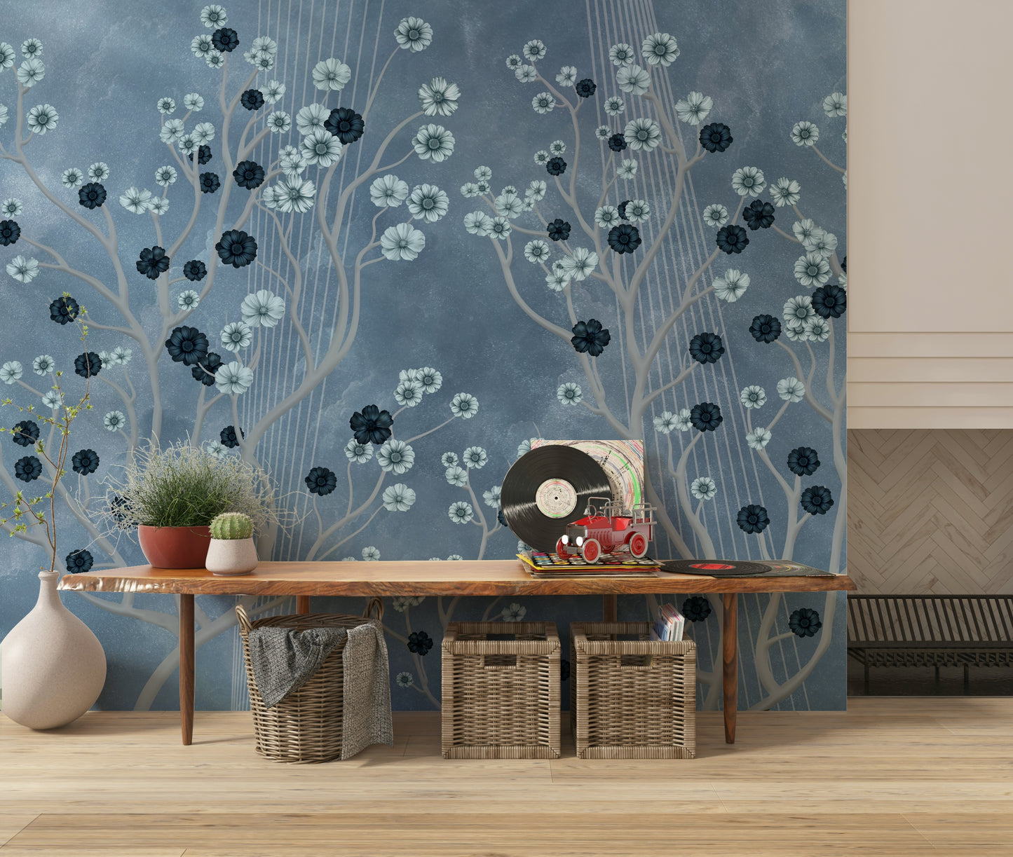 Indigo Flower Canopy Wall Mural
