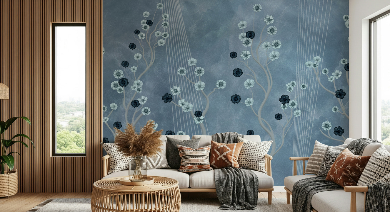 Indigo Bloom Trail Wall Mural