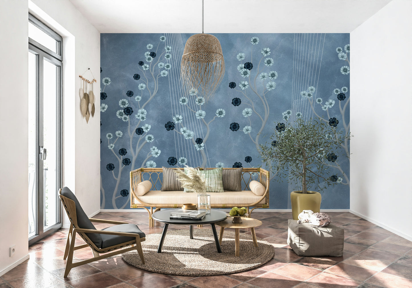 Indigo Bloom Trail Wall Mural