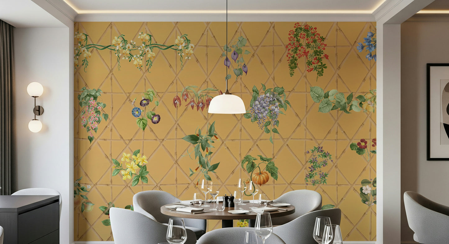 Botanical Lattice Wall Mural