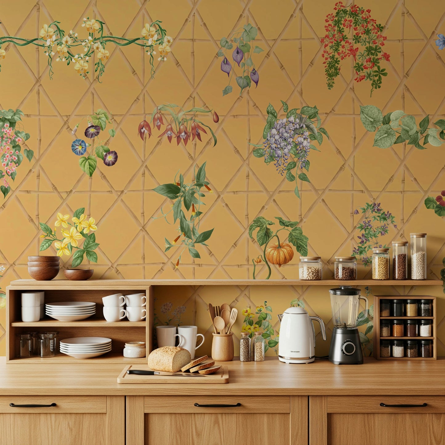 Botanical Lattice Wall Mural