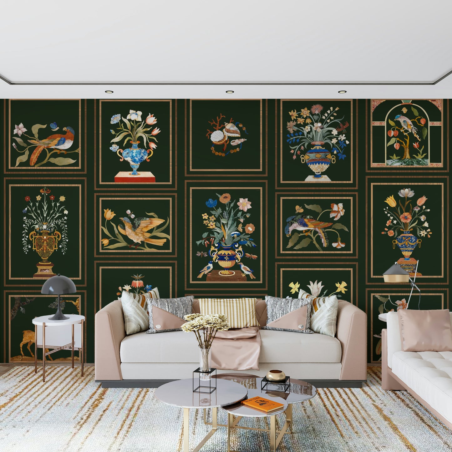 Floral & Fauna Panels Wall Mural