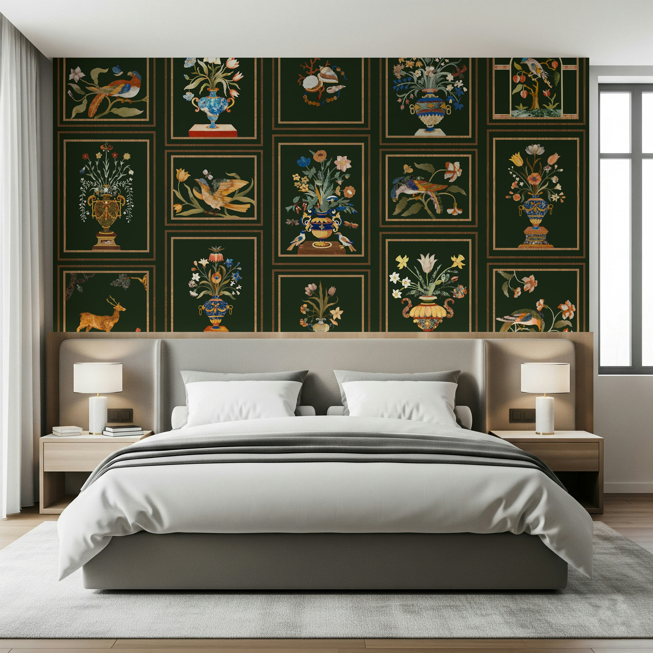 Floral & Fauna Panels Wall Mural