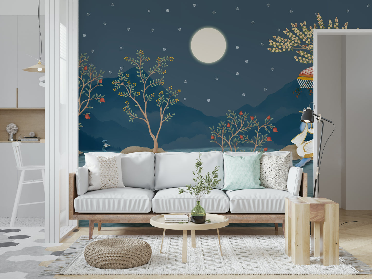Krishna's Lunar Serenity Wall Mural