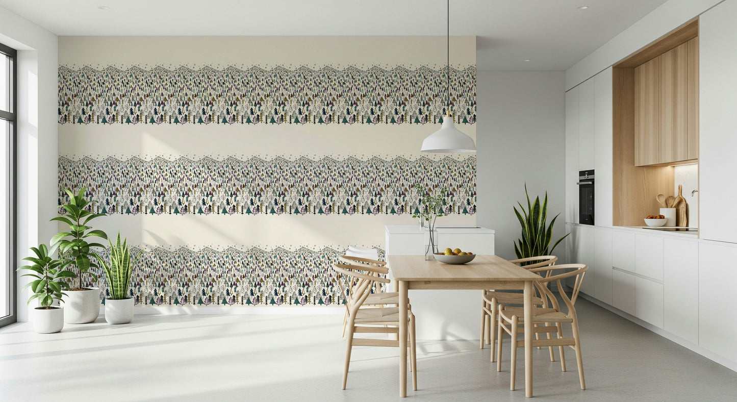 Mountain Trees Forest Purple Wallpaper⁠