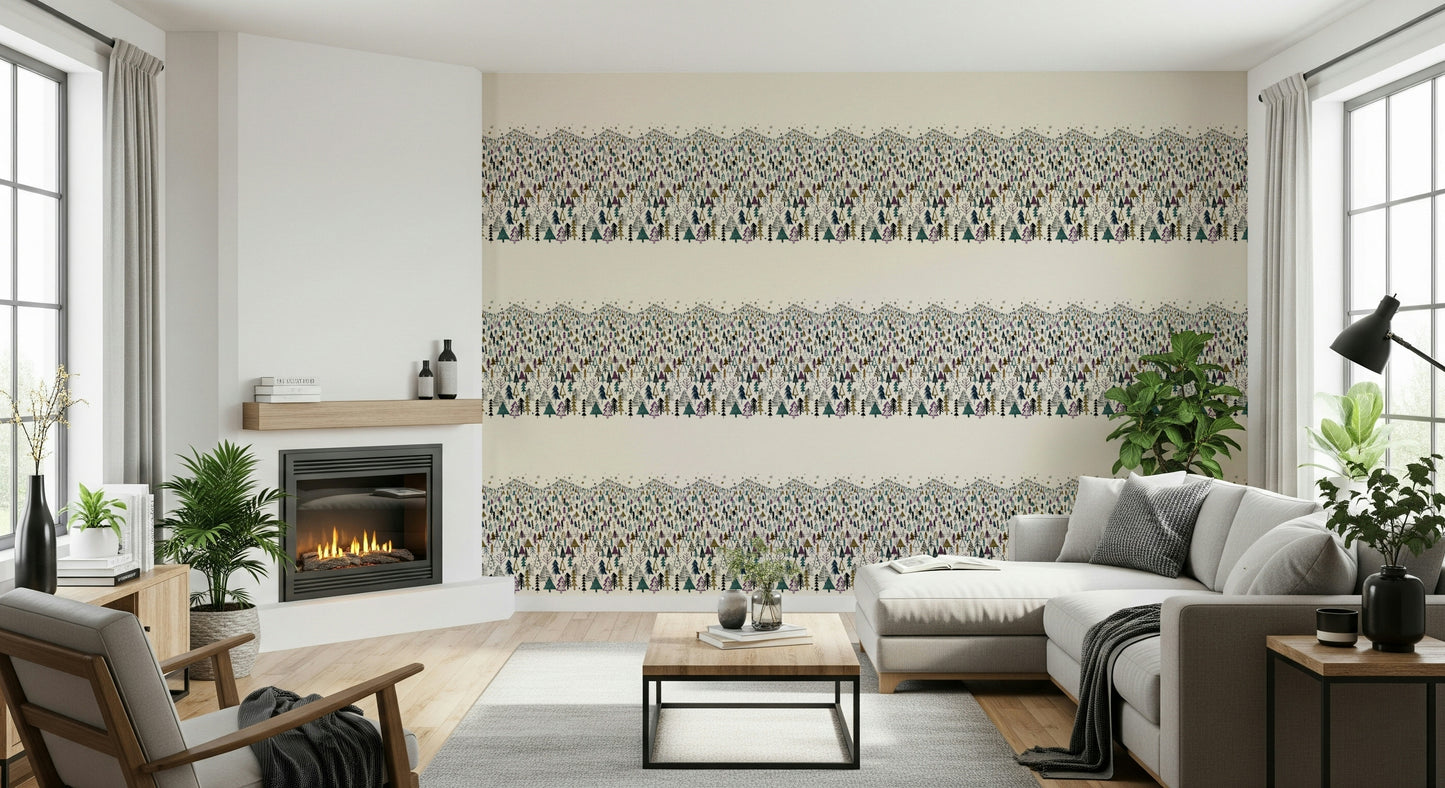 Mountain Trees Forest Purple Wallpaper⁠