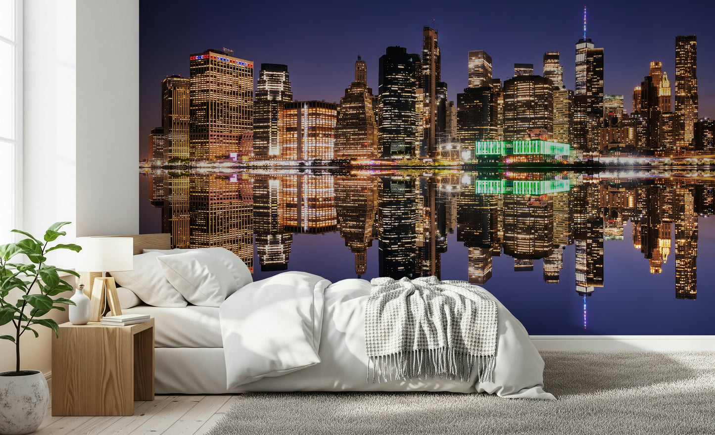 City Lights Reflection Wall Mural