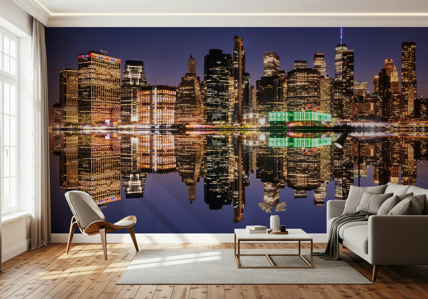City Lights Reflection Wall Mural