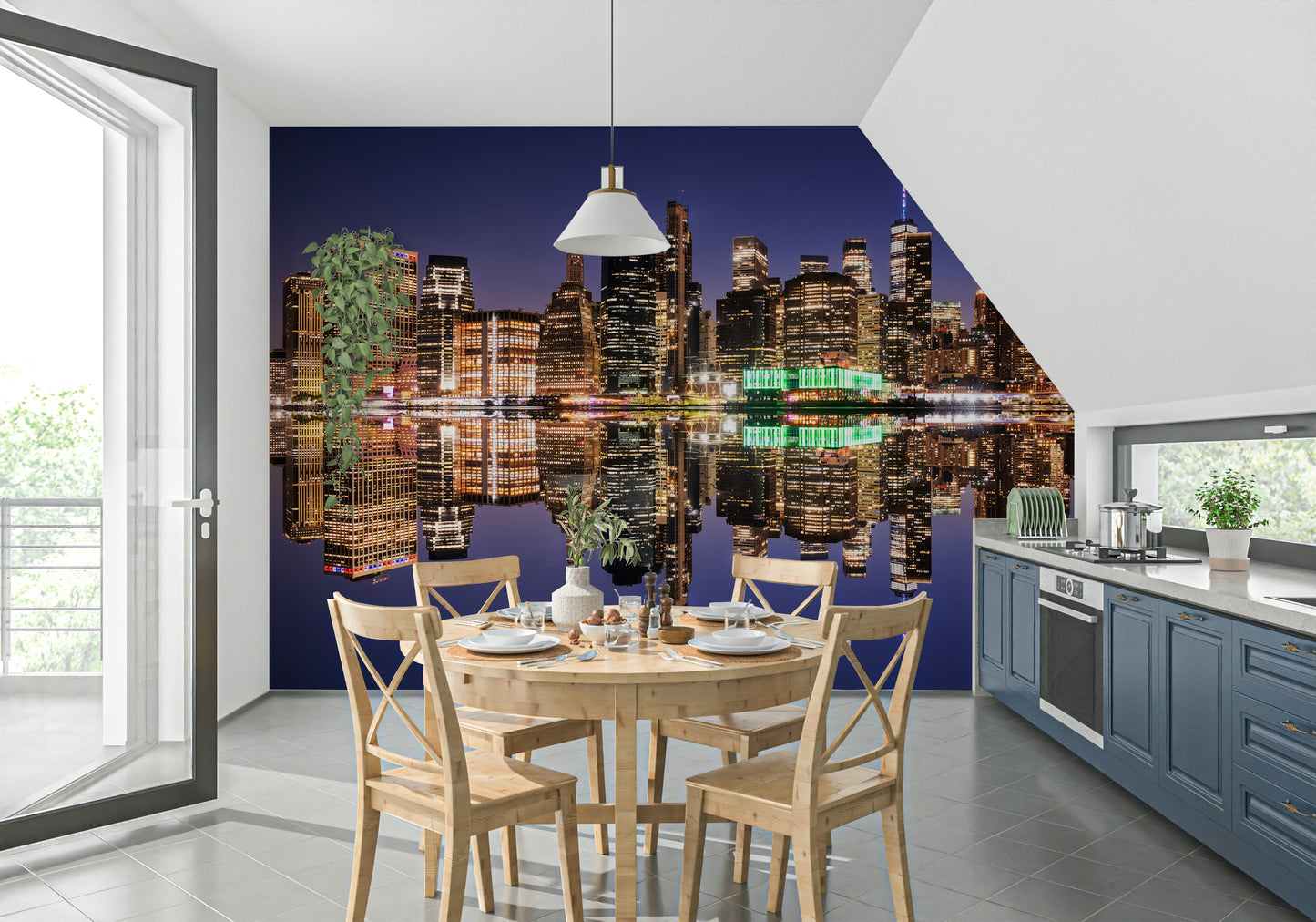 City Lights Reflection Wall Mural